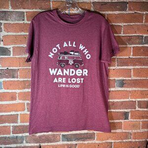 Life is Good Texas A&M Tee Mens M Red Graphic TShirt Not All Who Wander Are Lost